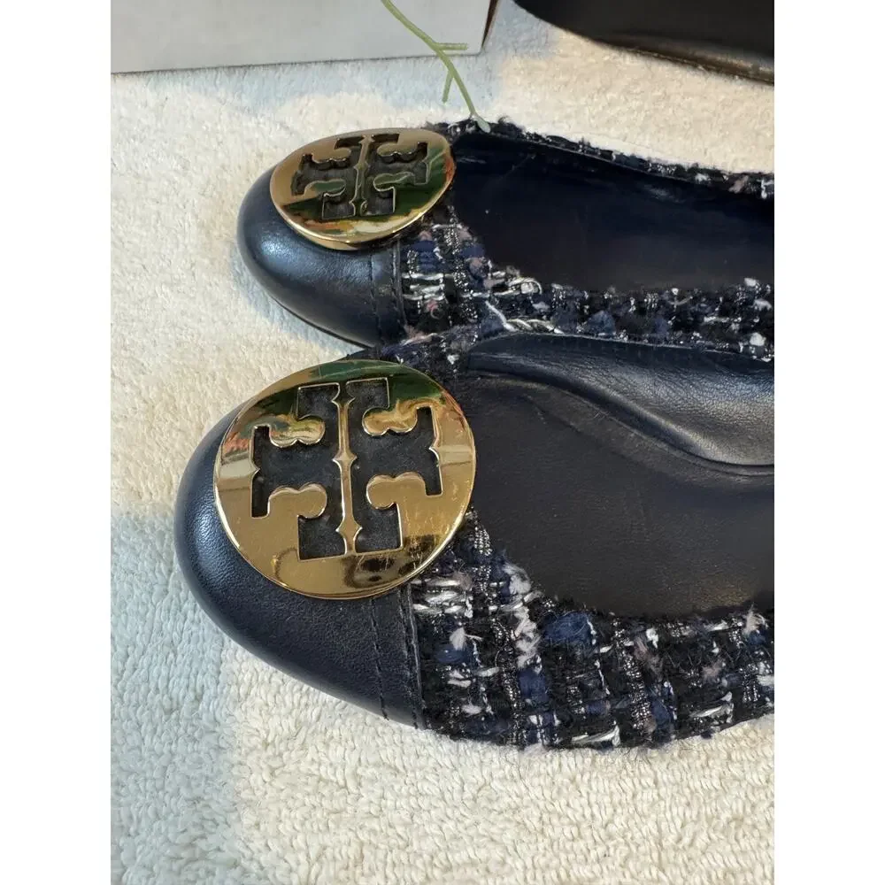 TORY BURCH Serena Reva Boucle Tweed Ballet Flat Sz 8.5 (sh3000thrifty)